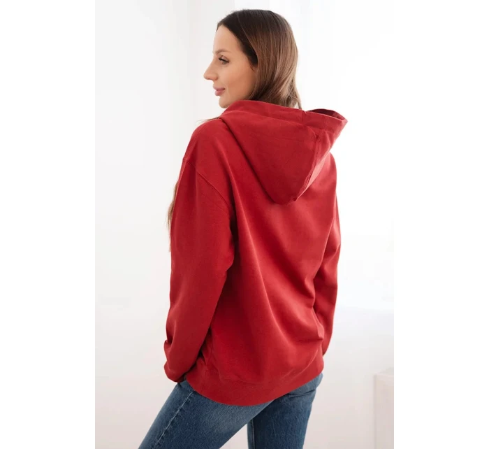 Dámska mikina s kapucňou a bavlnenou klokankou vo vínovej farbe