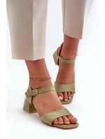 Sandały Damskie Na Klocku Z Eko Zamszu Zielone Leisha Sandały Damskie Na Klocku Z Eko Zamszu Zielone Leisha