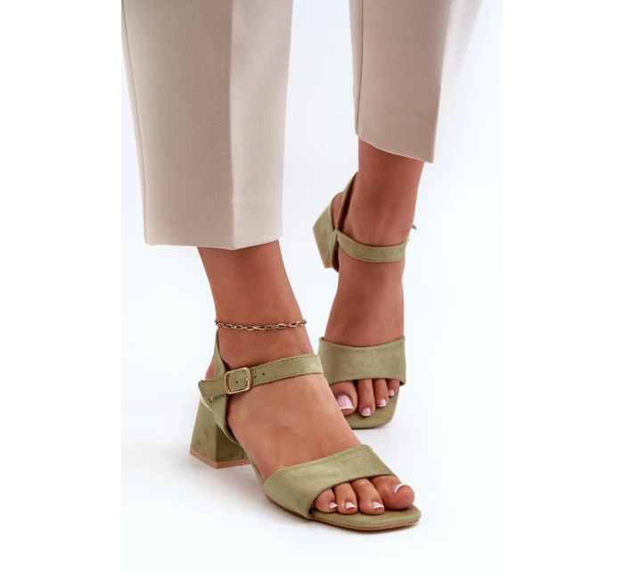 Sandały Damskie Na Klocku Z Eko Zamszu Zielone Leisha Sandały Damskie Na Klocku Z Eko Zamszu Zielone Leisha