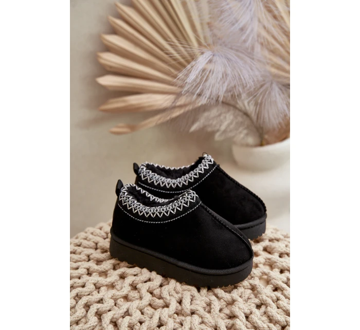 Śniegowce Botki Dziecięce Na Platformie Ocieplane Futerkiem Czarne Vilabria