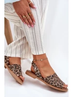 model 21697372 Kožené Nazouvací Sandály Leopardí - Zazoo
