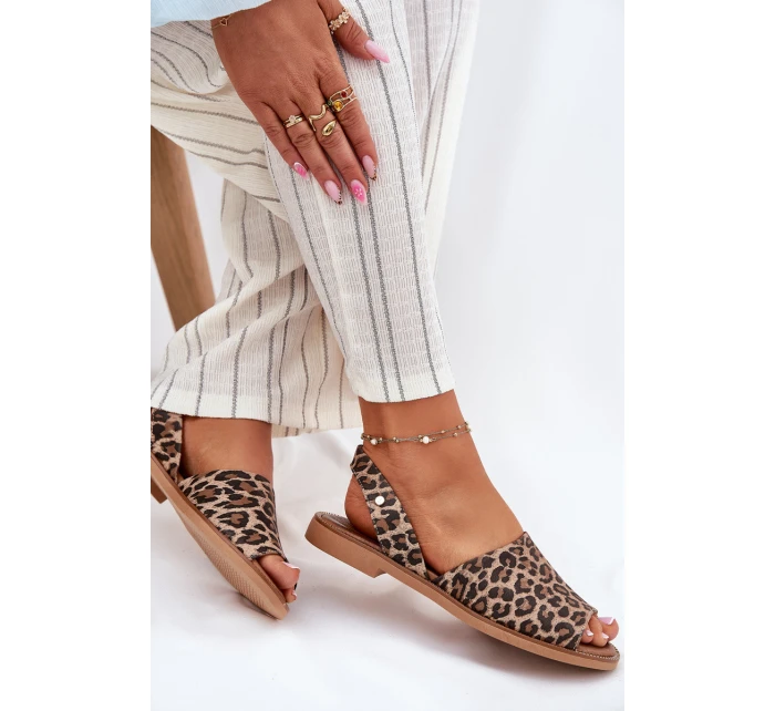 model 21697372 Kožené Nazouvací Sandály Leopardí - Zazoo