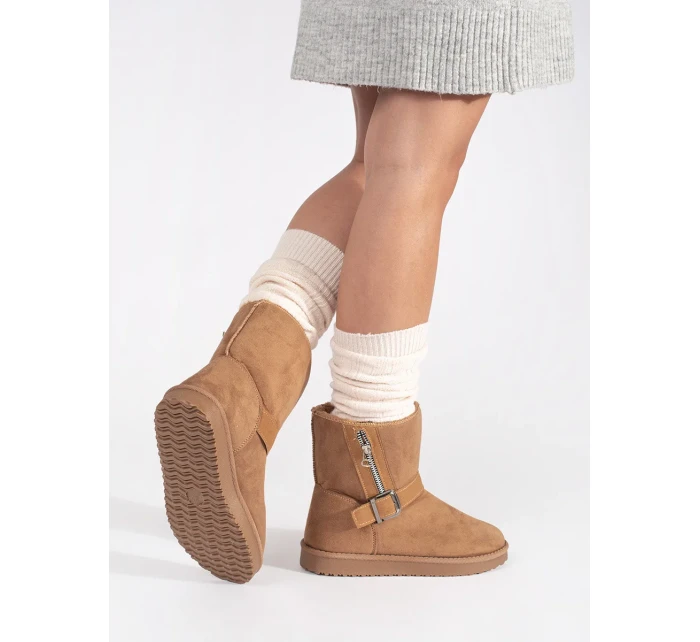 Komfortní dámské sněhule hnědé bez podpatku Komfortní dámské sněhule hnědé bez podpatku