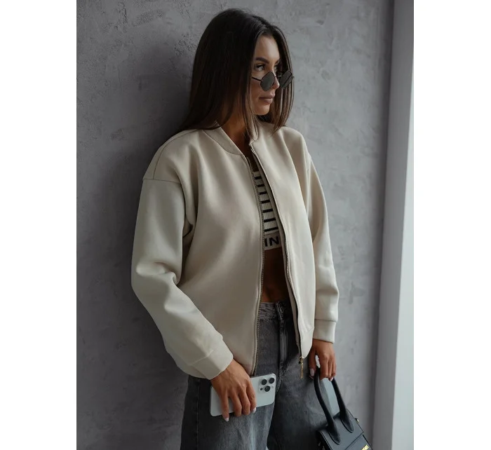Béžová dámská zateplená mikina typu bomber model 20905710 - Moon Béžová dámská zateplená mikina typu bomber model 20905710 - Moon