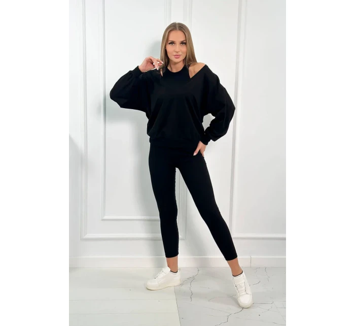 3-dielna sada mikina + top + legíny čierna