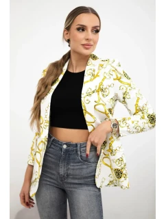 Bavlnená bunda s farebnou potlačou ecru+žltá