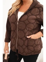 Dámske Plus veľkosť mikina na zips Brown