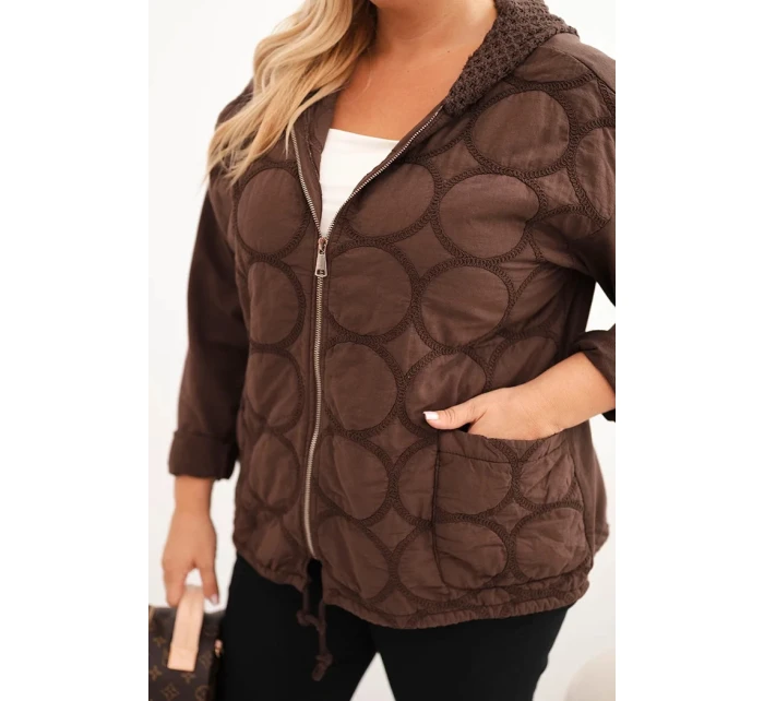 Dámske Plus veľkosť mikina na zips Brown