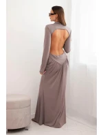 Dámská dlouhá šaty z viskózy s rolákem a odhalenými zády fango