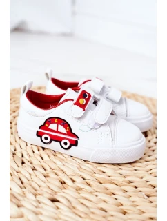 Dziecięce Trampki Na Rzepy Biało-Czerwone Taxi