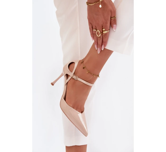 Lakované podpatky s páskem béžové Tarilin Lakované podpatky s páskem béžové Tarilin