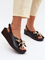 Dámske kožené sandále so zdobením S.Barski KV61-6045 Black