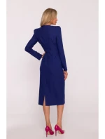 Dámské tužkové šaty s ozdobnými rameny model 21915155 modré - STYLOVE