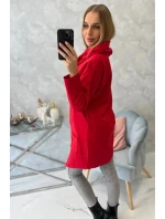 Červená tunika nadmernej veľkosti s obálkovou prednou časťou