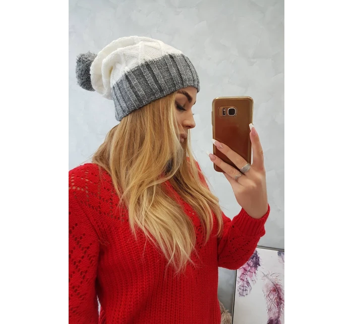 Milano fleecová čiapka K203 ecru+grey