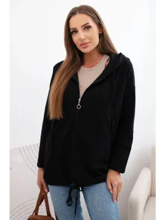 Dámská mikina s kapucí a šňůrkou dole černá