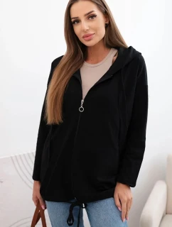 Dámska mikina s kapucňou a sťahovacou šnúrkou čierna