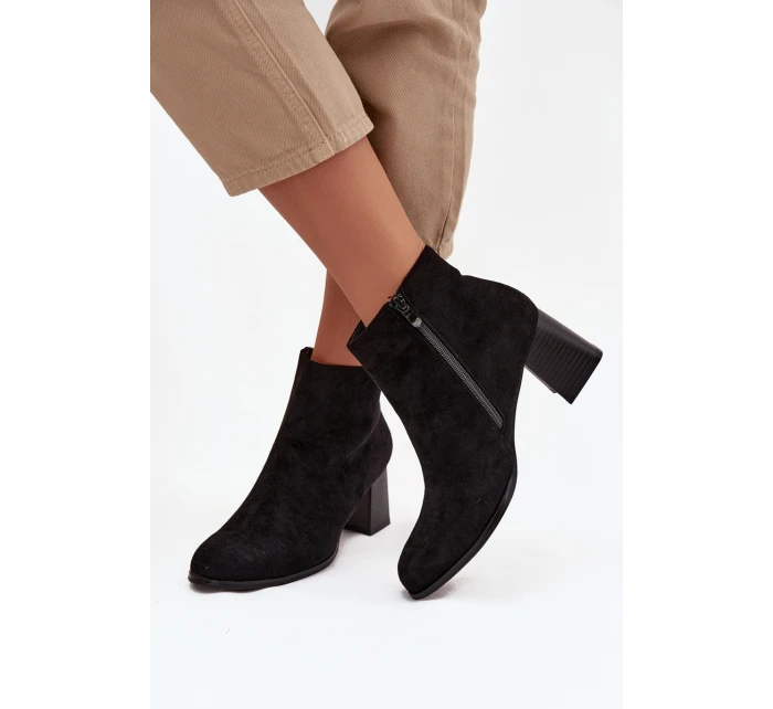 Dámské kotníkové boty na podpatku Eko semiš Černé Marilou Dámské kotníkové boty na podpatku Eko semiš Černé Marilou