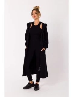 M729 Mikina s kapucňou a dlhým zipsom - čierna