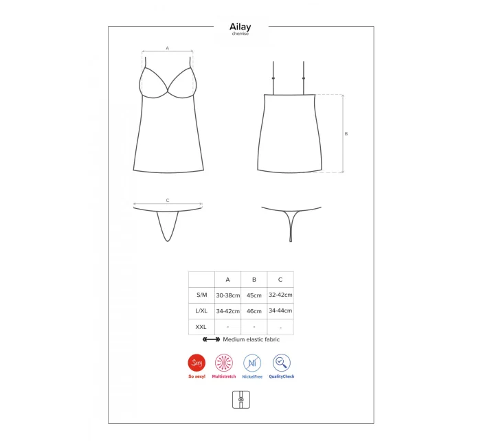 Fantastická košieľka Aila chemise - Obsessive Fantastická košieľka Aila chemise - Obsessive