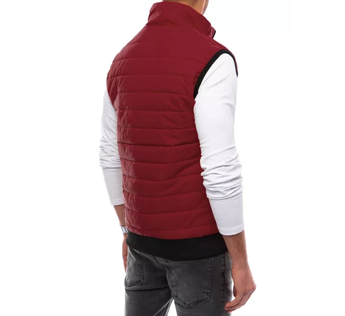 Pánska prešívaná vesta bordovej farby FashionStreet TX4016