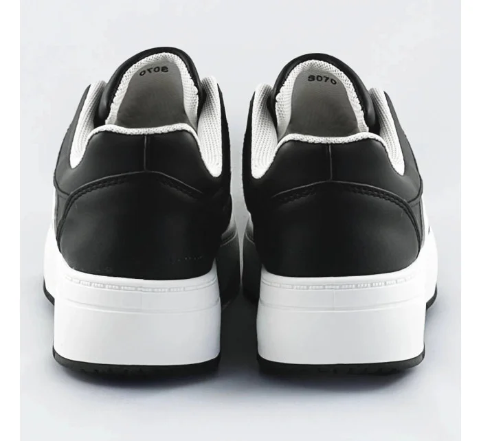 Čierno-biele dámske športové šnurovacie topánky (S070)