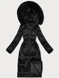 Dámska zimná bunda so šnúrkou v páse S'West black (B8522-1)