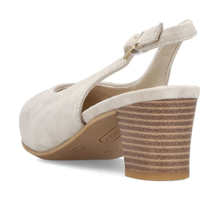 Béžové kožené lodičky s otvorenou špičkou Rieker 44651-60