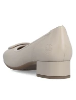 Dámske kožené lodičky na nízkom podpätku béžovej farby Rieker 43453-62