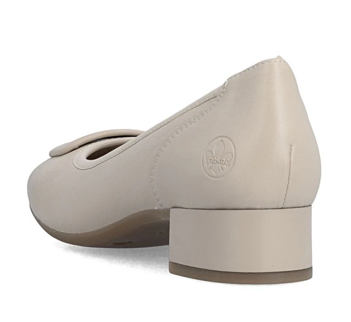 Dámske kožené lodičky na nízkom podpätku béžovej farby Rieker 43453-62