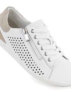 Dámské kožené barefoot ažurové bílé polobotky Gino model 22068716 - Hikvision