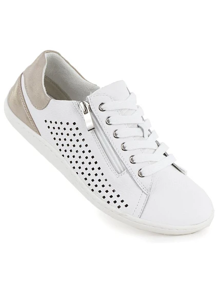 Gino Fabiani OL38-6 dámske biele kožené čižmy naboso a šnurovanie