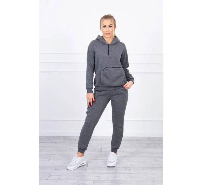 Zateplená súprava s ozdobným vreckom grafitová melanž Zateplená súprava s ozdobným vreckom grafitová melanž