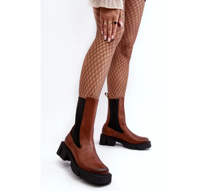 Damskie Botki Sztyblety Laura Messi 2693/229 Brązowe