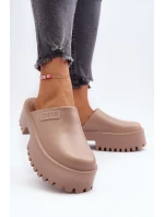 Damskie Klapki Na Masywnej Podeszwie Big Star NN274016 Beżowe Damskie Klapki Na Masywnej Podeszwie Big Star NN274016 Beżowe