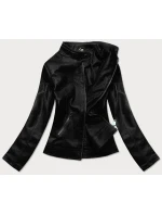 Čierna dekoratívna bunda z ekokože (G85)