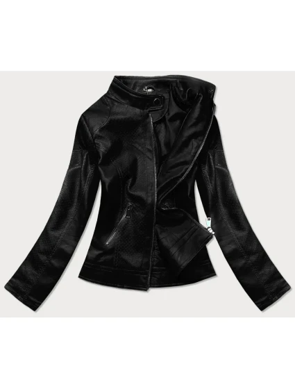 Čierna dekoratívna bunda z ekokože (G85)