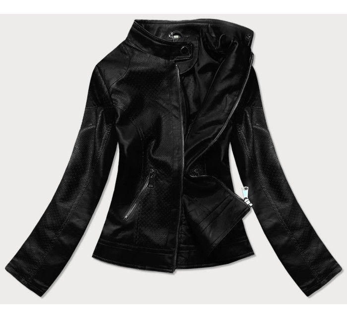 Čierna dekoratívna bunda z ekokože (G85)