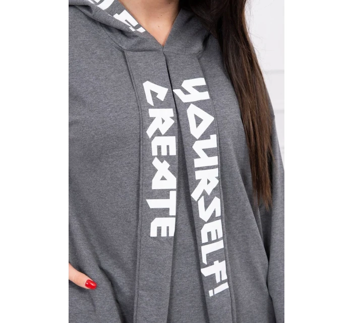 Oversize šaty s kapucňou v grafitovej farbe