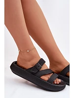 Pěnové dámské pantofle s pásky a sponou Big Star model 22100720 Černé - Big Star Shoes Pěnové dámské pantofle s pásky a sponou Big Star model 22100720 Černé - Big Star Shoes