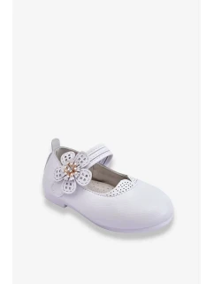 Dětské kožené baleríny s květem bíle Cobi