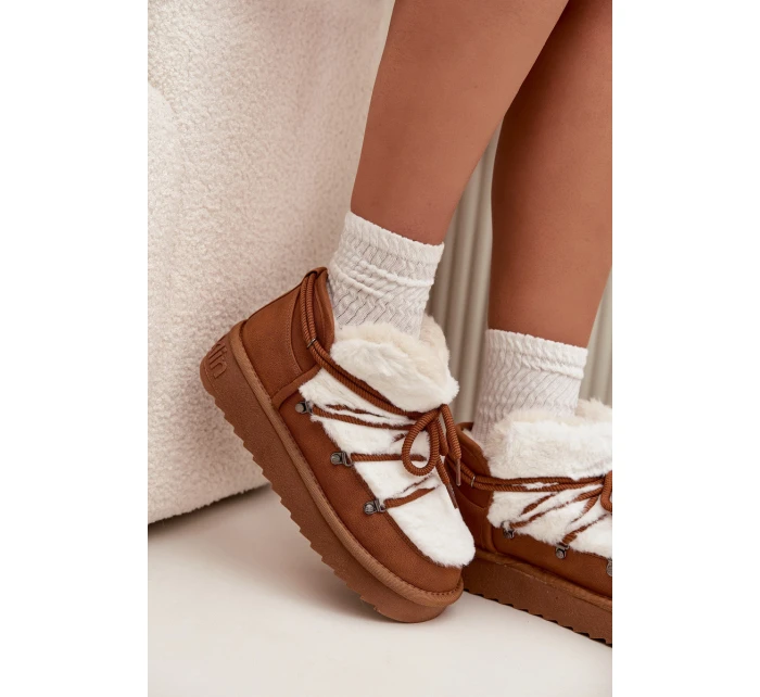 Dámske snežnice s nízkou platformou a kožušinou D.Franklin - ťava Dámske snežnice s nízkou platformou a kožušinou D.Franklin - ťava