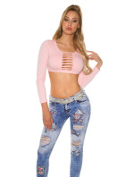Sexy KouCla long sleeve Crop shirt with cut outs