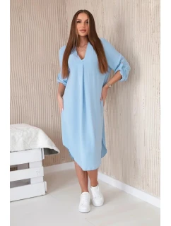 Modré šaty s výstrihom do V 28477 svetlomodré - Kesi