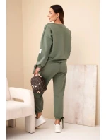 Dámska súprava z viskózy s khaki kravatami vo farbe masla