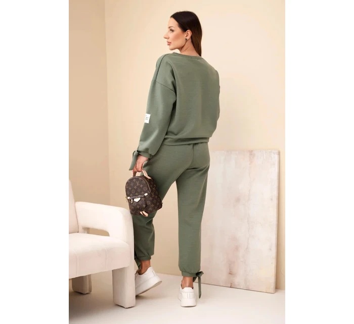 Dámska súprava z viskózy s khaki kravatami vo farbe masla