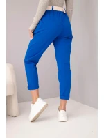 Dámske bavlnené nohavice s opaskom a rozšírenými nohavicami v karmínovej farbe