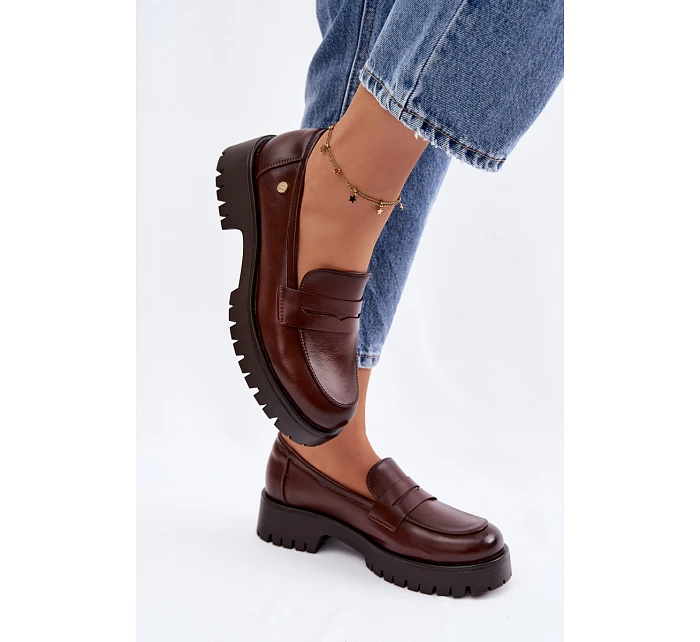 Kožené dámské mokasyny Vinceza 18125 hnědé