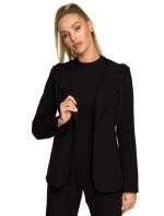 model 17626046 Bunda s kapucí a jedním knoflíkem černá - Moe