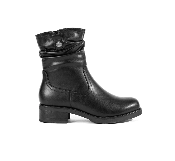 Pohodlné dámské černé kotníčkové boty na širokém podpatku Pohodlné dámské černé kotníčkové boty na širokém podpatku